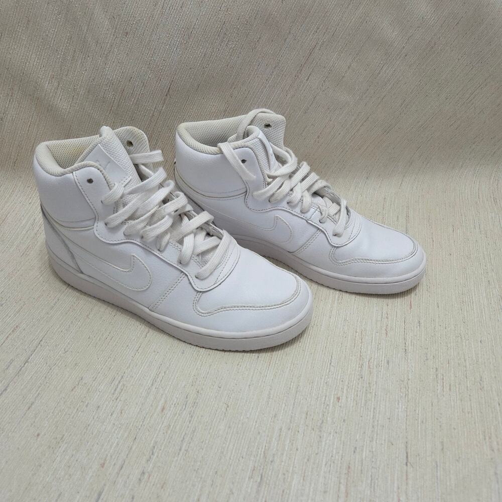 Nike Ebernon Mid Triple white Leather activewear sneakers woman's size 8